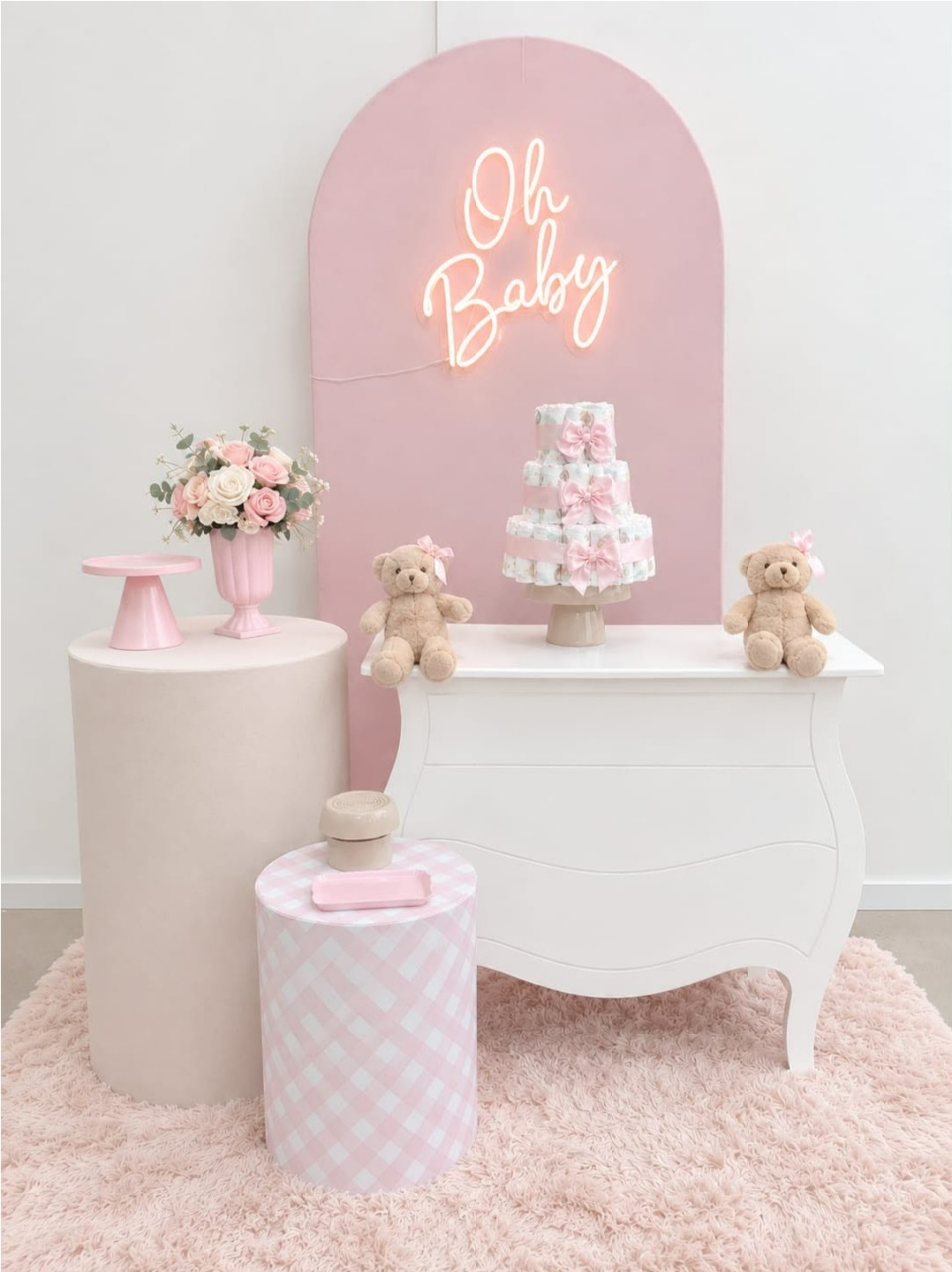 Kit Painel Romano Rosa E Bege Composição - A FESTA E DECORAÇÃO