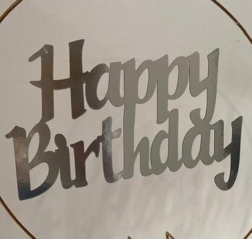 Placa Happy Birthday Prata P - A FESTA E DECORAÇÃO