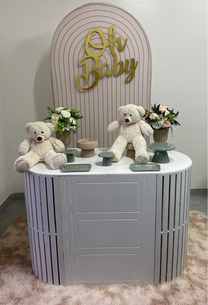 Chá de Bebe Bege E Verde Oliva - A FESTA E DECORAÇÃO