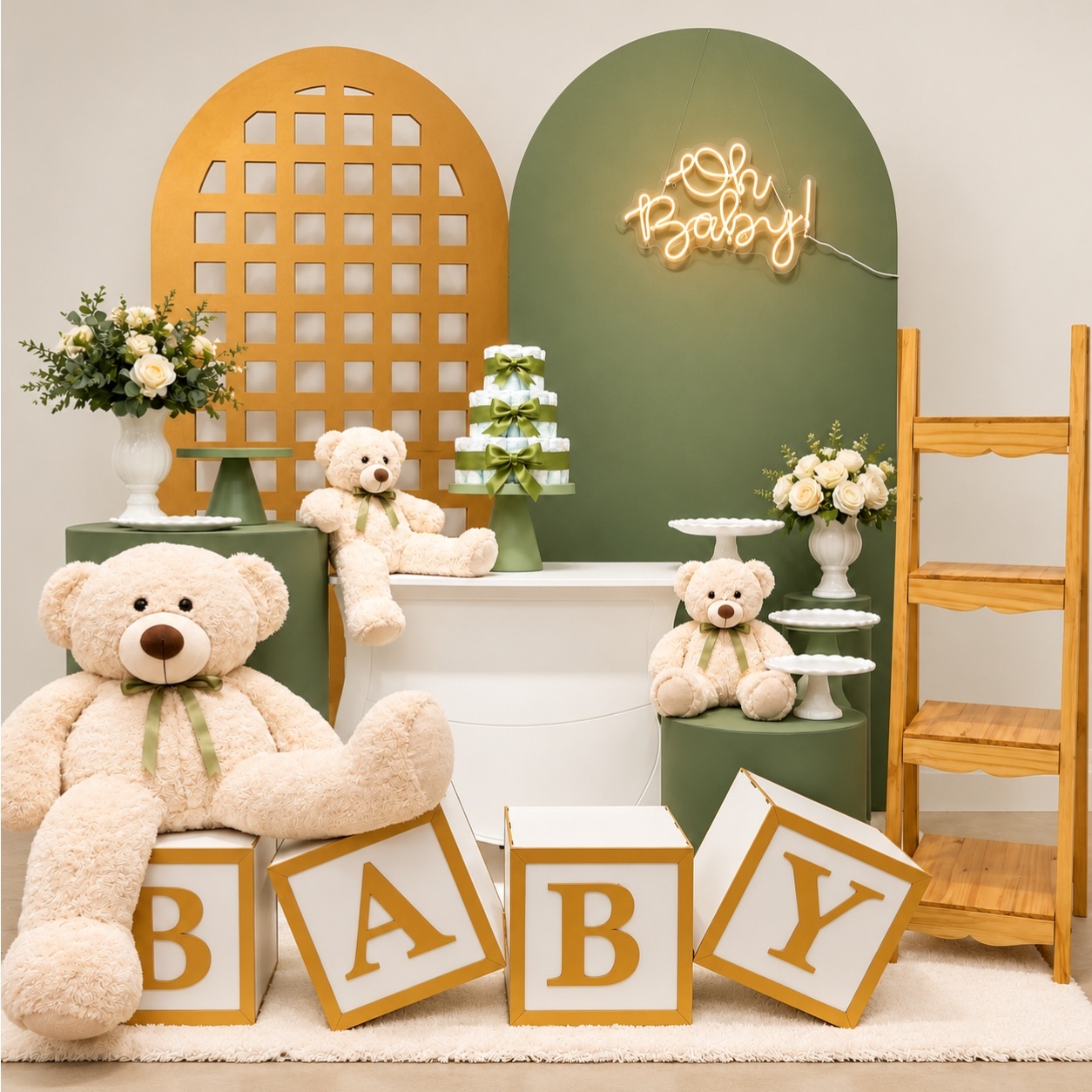 Oh Baby Com Treliça Verde Oliva Especial - A FESTA E DECORAÇÃO