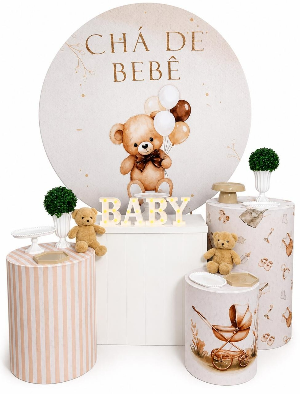 Chá de Bebê Urso Neutro Kit Básico - A FESTA E DECORAÇÃO