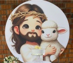 Capa Painel Redondo 1,5 Jesus Com Ovelha - imagem 2