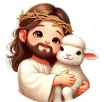 Capa Painel Redondo 1,5 Jesus Com Ovelha - imagem 1