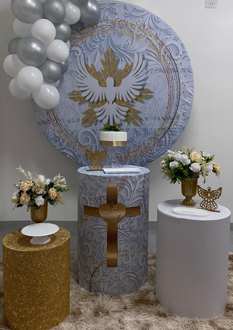 Kit Básico Espírito Santo Dourado E Cinza - A FESTA E DECORAÇÃO