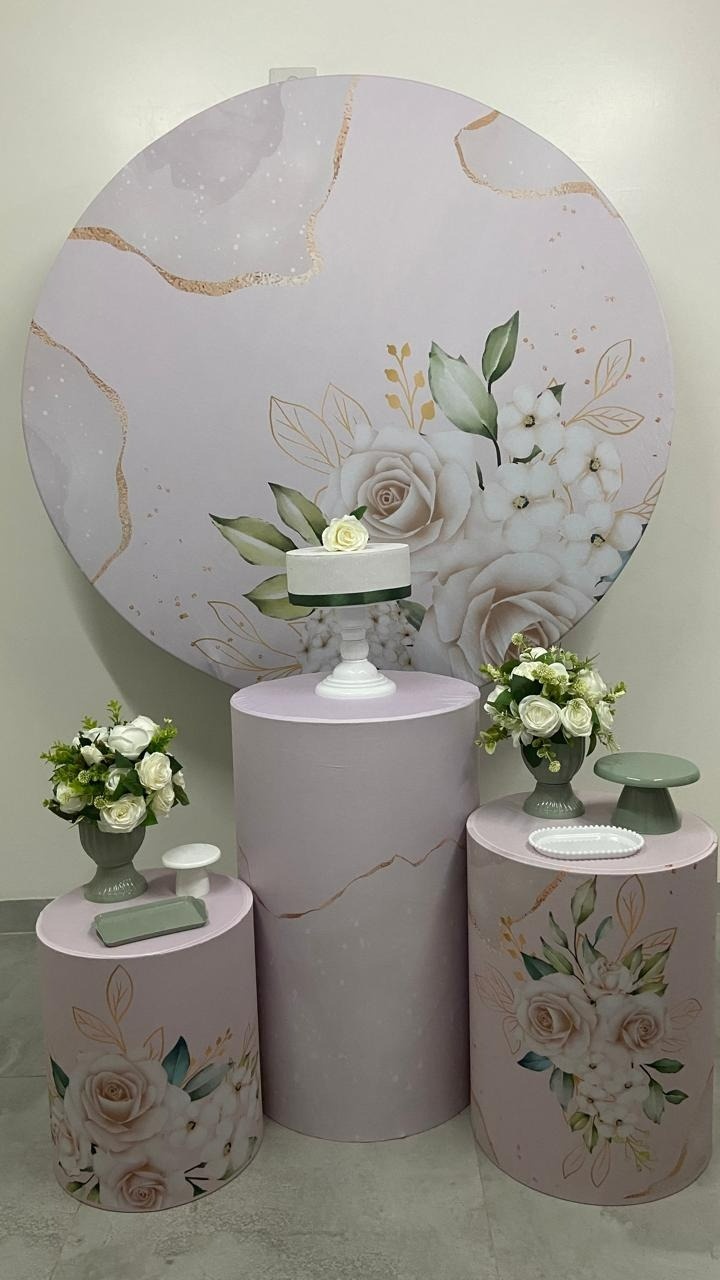 Kit Básico Floral Rosa E Dourado - A FESTA E DECORAÇÃO