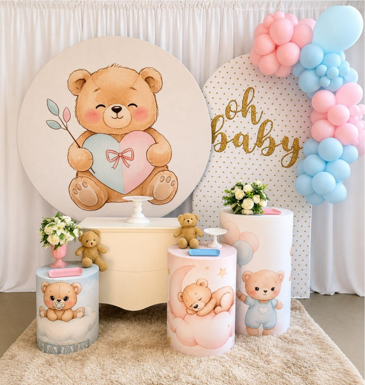 Cha Revelação Ursinho Rosa E Azul Kit Super Luxo - A FESTA E DECORAÇÃO
