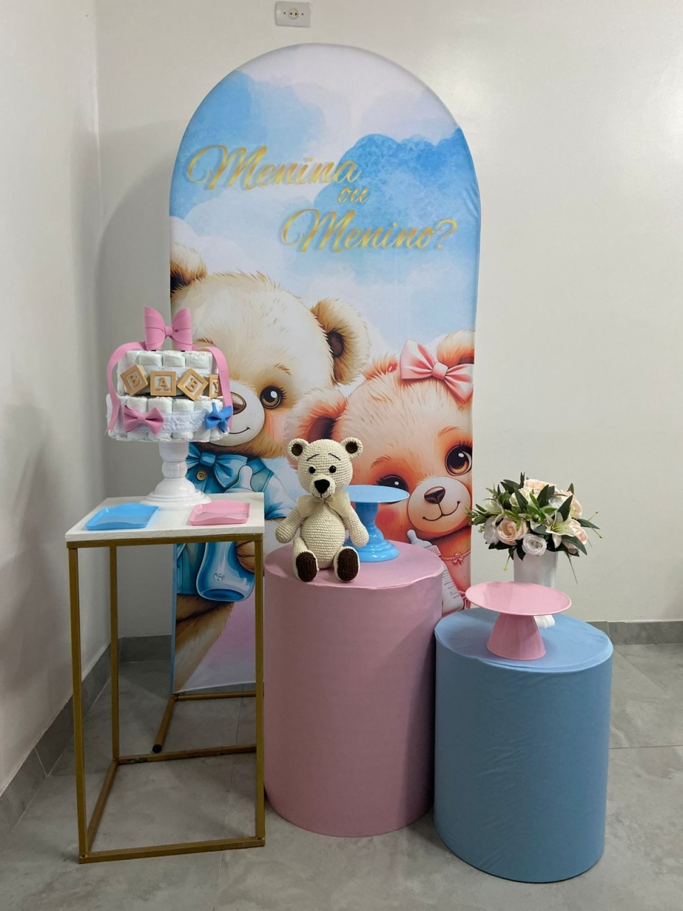 Kit Romano Urso Rosa E Azul   - A FESTA E DECORAÇÃO
