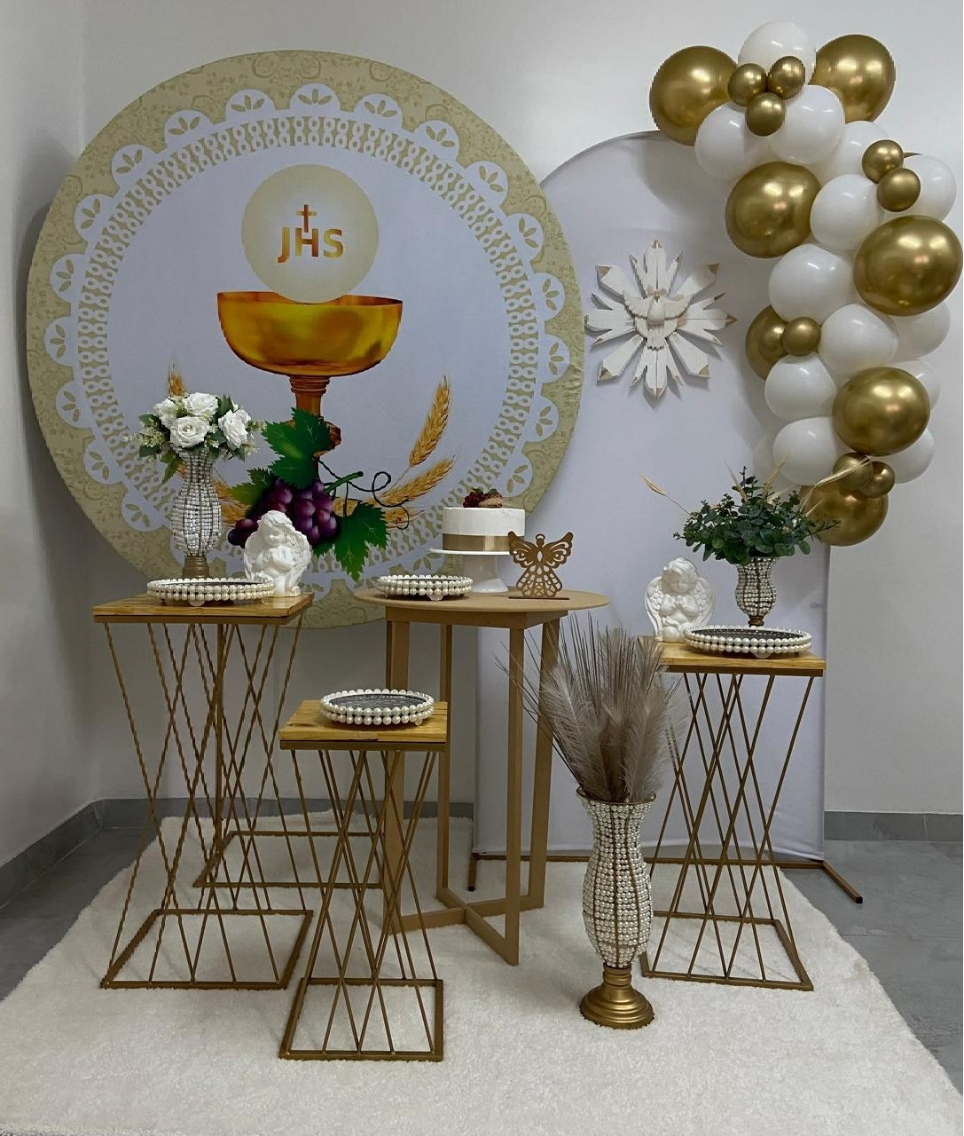Cálice Dourado Eucaristia Kit Super Luxo Pérola - A FESTA E DECORAÇÃO