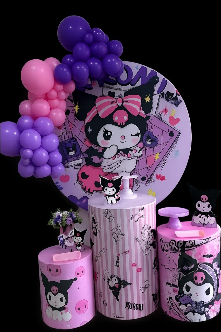 Kit Completo Com Balões Kuromi  - A FESTA E DECORAÇÃO