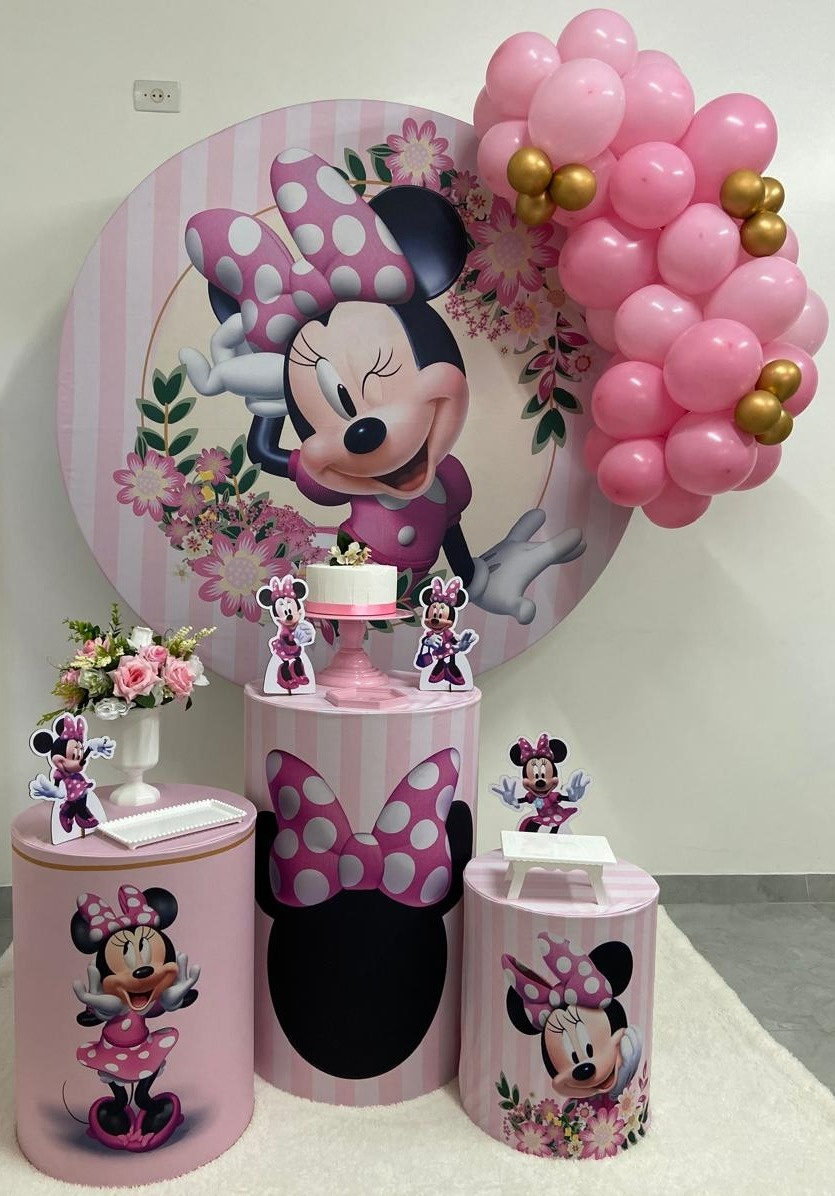 Kit Completo Com Balão Minnie Rosa 1 - A FESTA E DECORAÇÃO