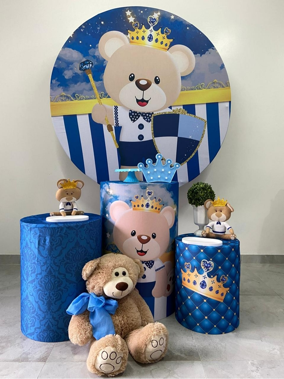 Kit Básico Urso Realeza Azul Escuro - A FESTA E DECORAÇÃO