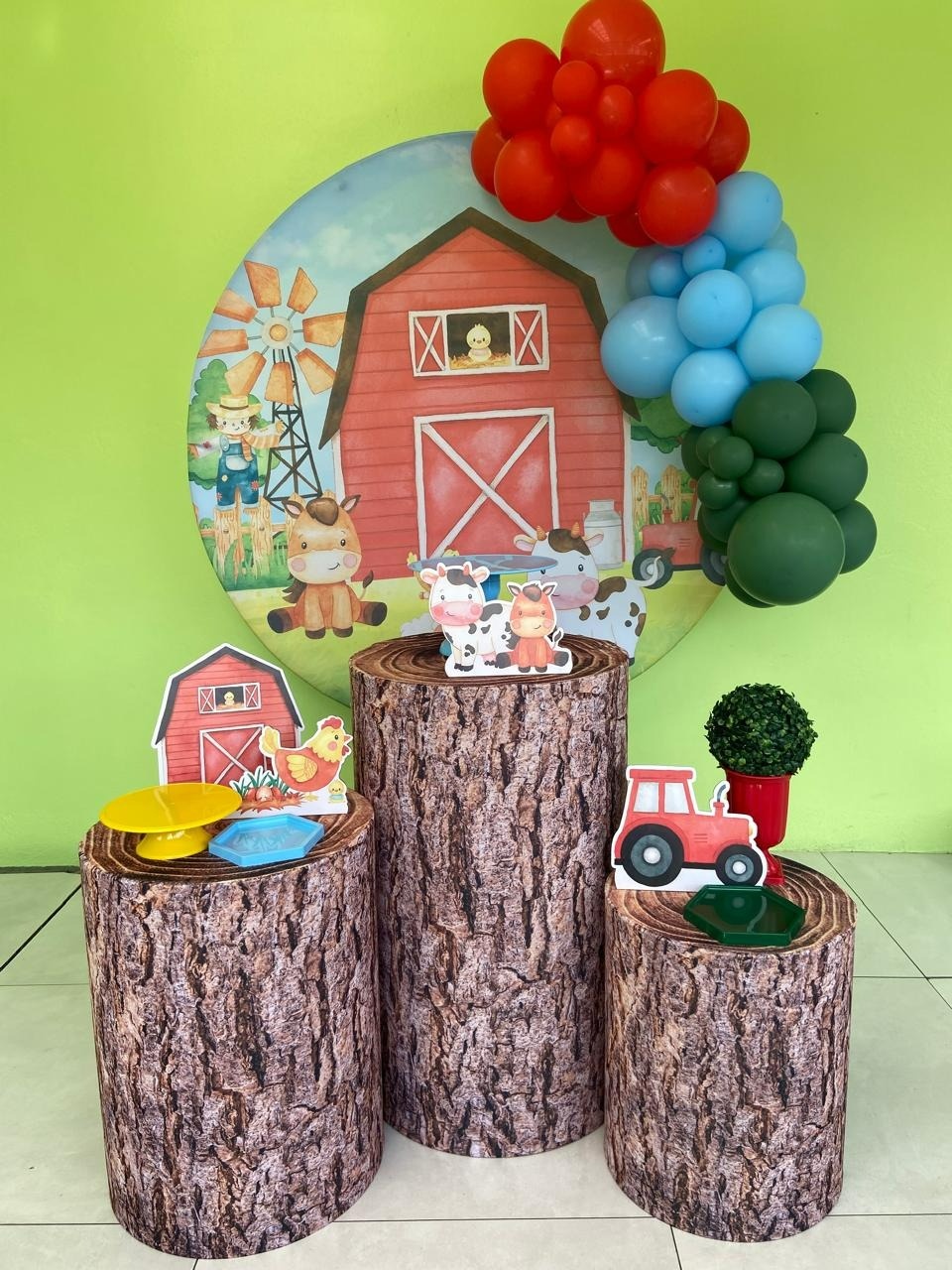 Kit Básico Fazendinha Menino Tronco  - A FESTA E DECORAÇÃO