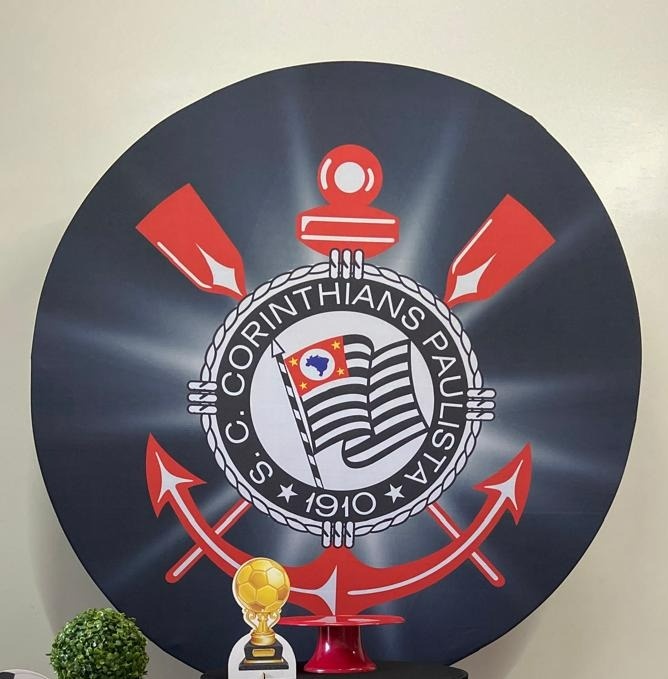 Corinthians Capa Painel Redondo 1,50M - A FESTA E DECORAÇÃO