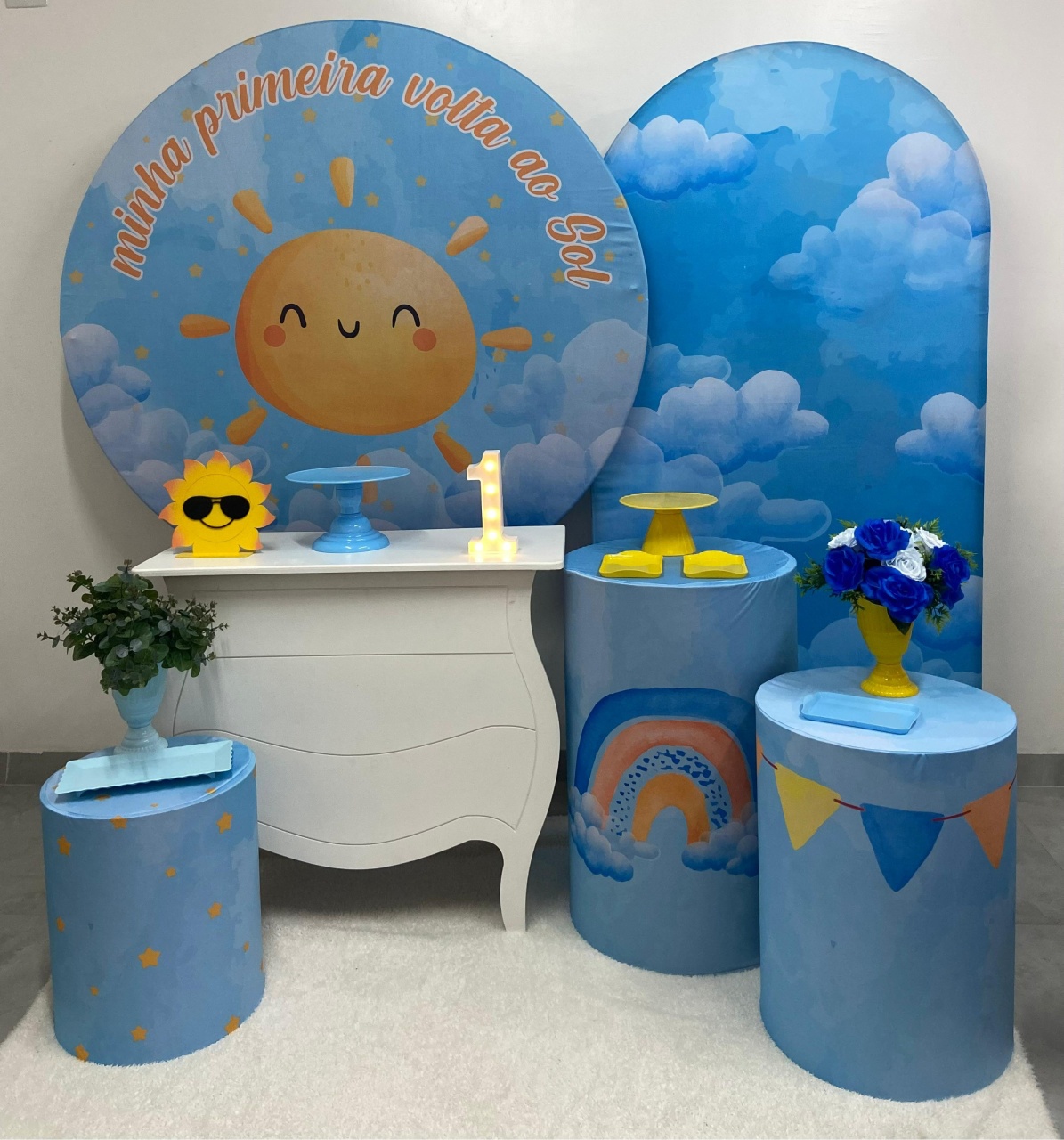 Minha Primeira Volta Ao Sol Azul Kit Luxo - A FESTA E DECORAÇÃO