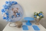 Urso Laço Azul Kit Festa Na Mesa M - imagem 1