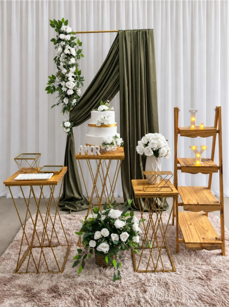 Kit Casamento Verde Oliva Com Cortina - A FESTA E DECORAÇÃO
