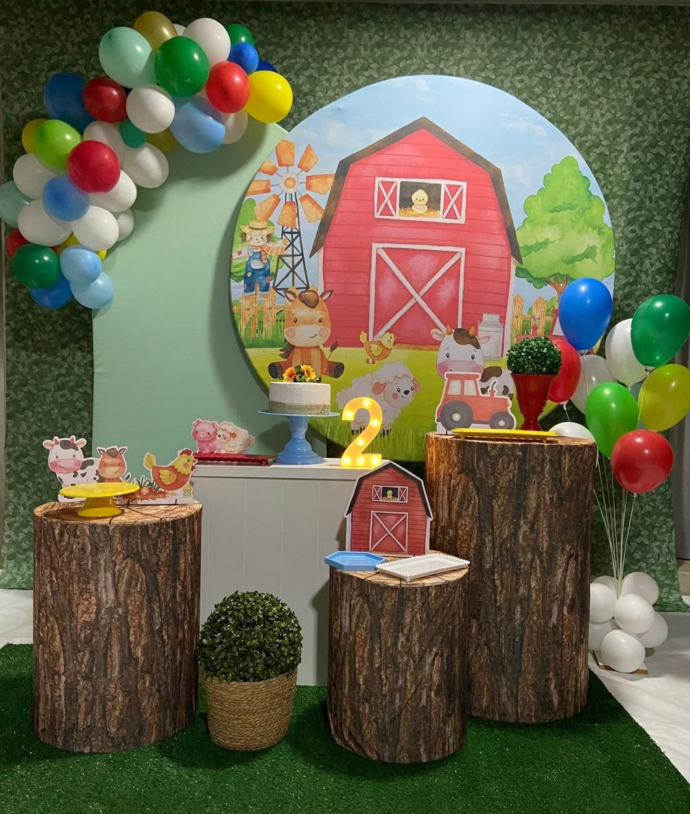 Kit Super Luxo Fazendinha Menino Tronco  - A FESTA E DECORAÇÃO