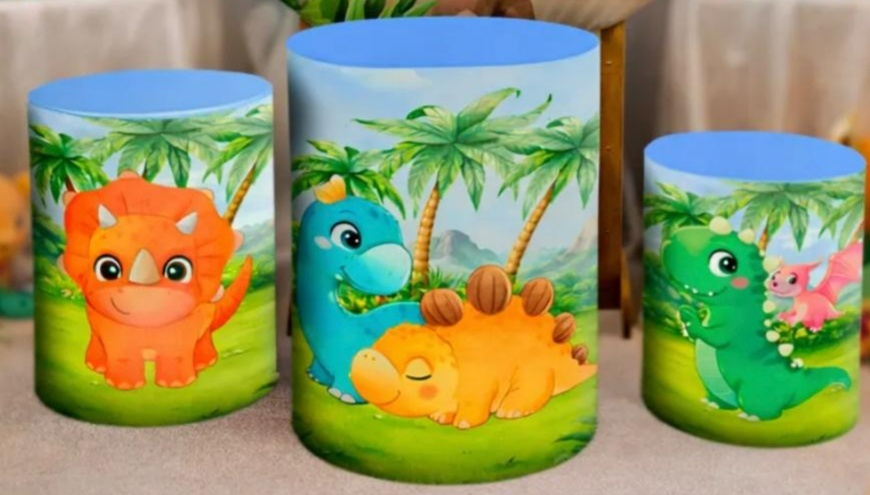 Trio de Capas de Cilindro Dino Baby - A FESTA E DECORAÇÃO