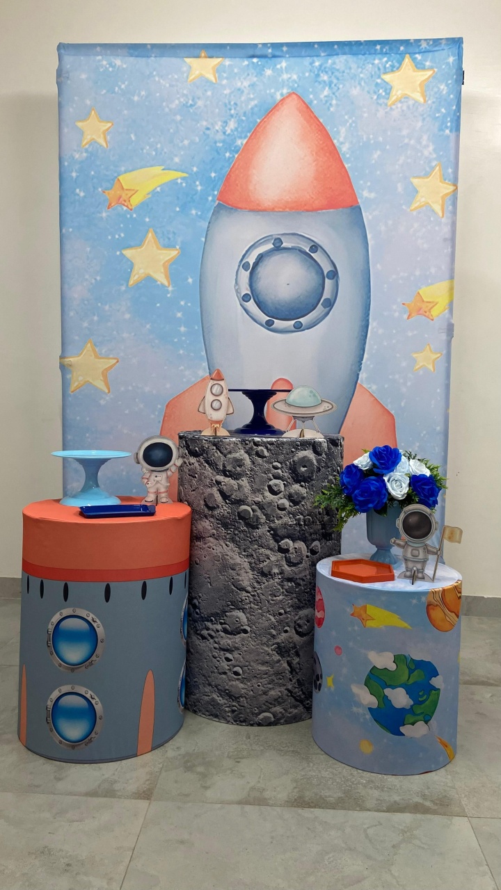 Kit Completo Com Retangular Astronauta Menino  - A FESTA E DECORAÇÃO