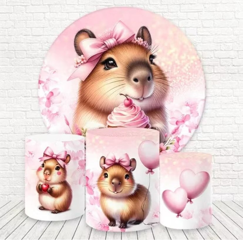  Kit Capas Capivara Rosa - A FESTA E DECORAÇÃO