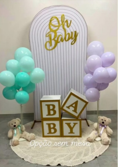 Kit Oh Baby Com Suporte de Balões Sem Mesa - A FESTA E DECORAÇÃO