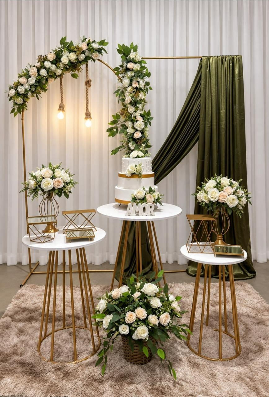 Kit Casamento Verde Oliva 2 Painéis Com Cortina - A FESTA E DECORAÇÃO