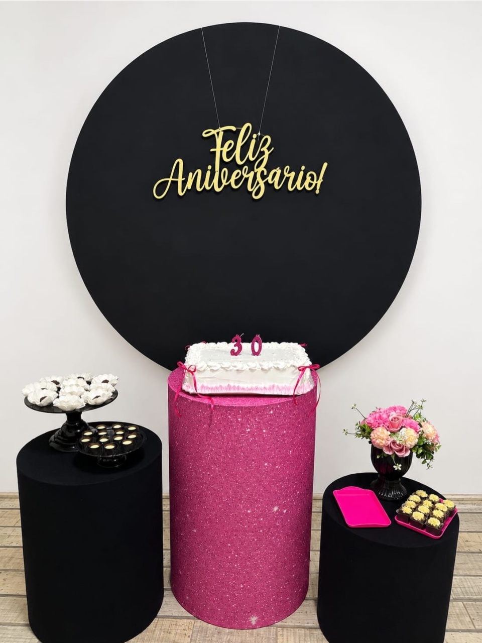 Kit Básico Pink E Preto Liso - A FESTA E DECORAÇÃO