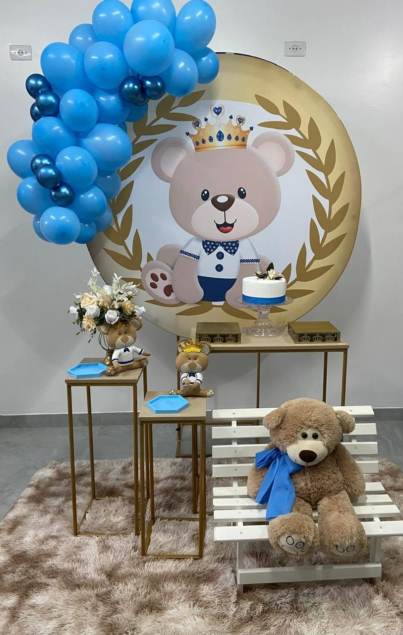 Urso Realeza Kit Com Banco - A FESTA E DECORAÇÃO