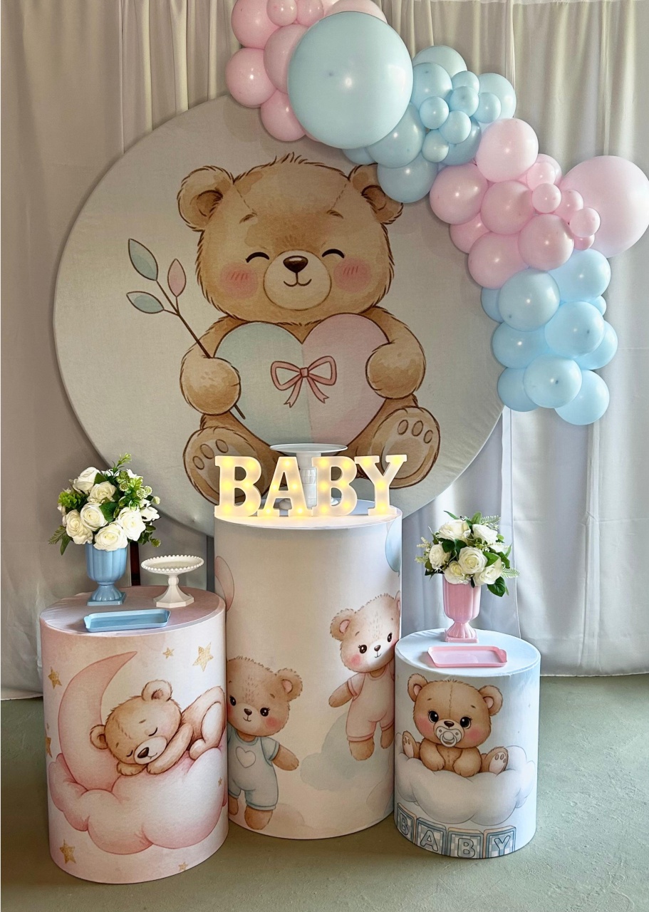 Cha Revelação Ursinho Rosa E Azul Kit Completo Com Balões - A FESTA E DECORAÇÃO