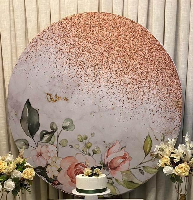 Capa Painel Redondo Floral 1,20 - A FESTA E DECORAÇÃO