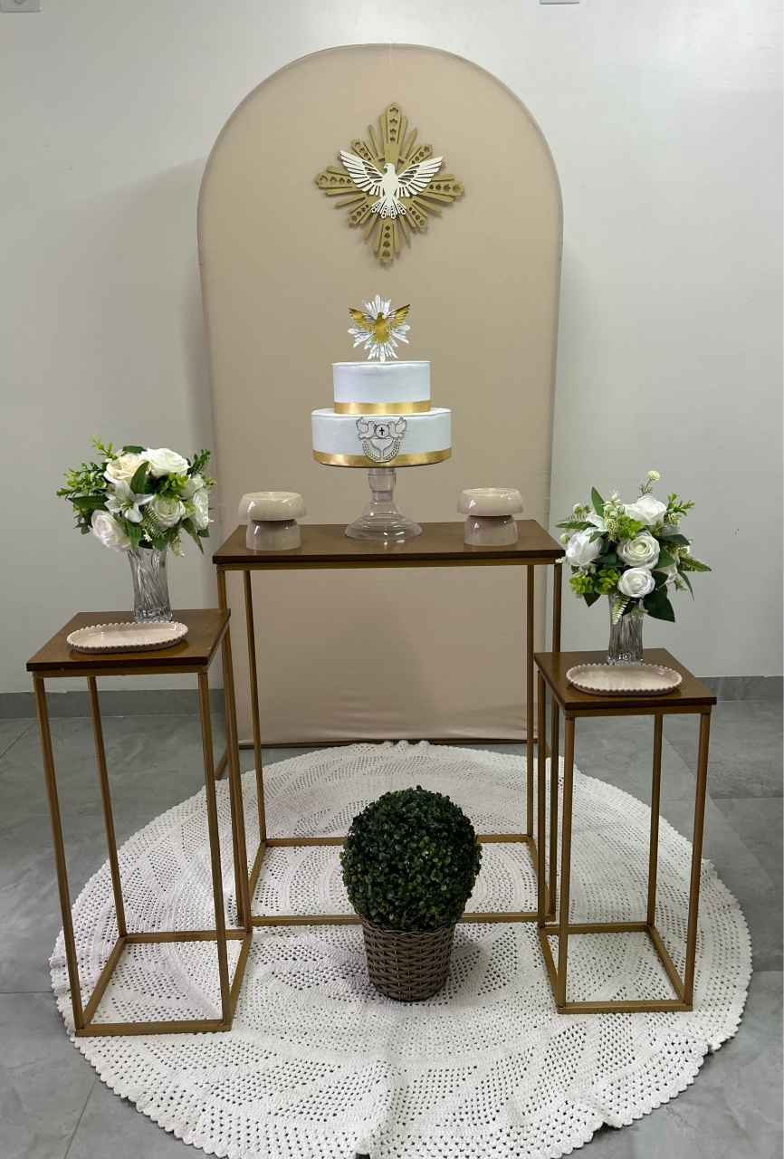 Espírito Santo Kit Bege Com Mesas - A FESTA E DECORAÇÃO