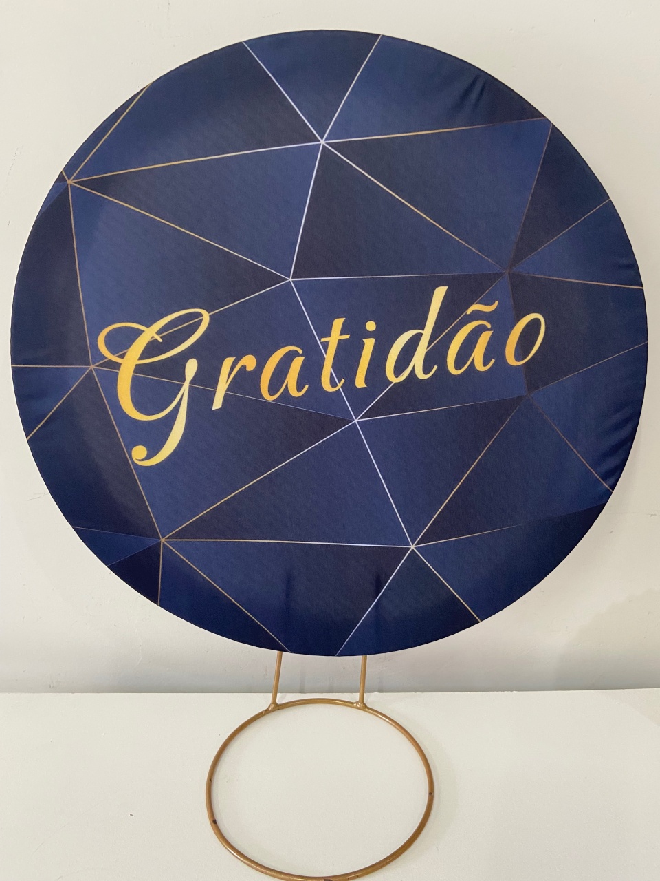 Capa Painel 50X50  Gratidão Azul Com Dourado - A FESTA E DECORAÇÃO