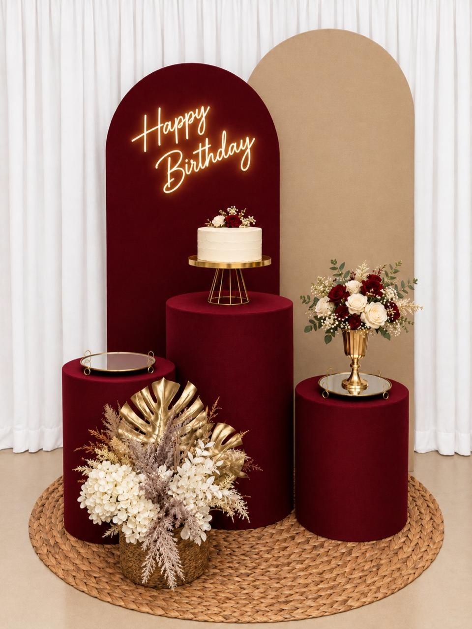 Kit Completo Luxo Marsala Com Bege - A FESTA E DECORAÇÃO