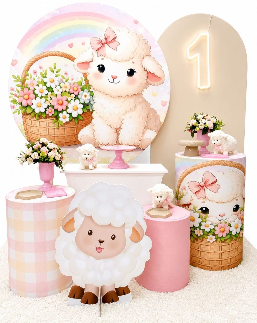 Ovelinha Rosa E Bege Kit Super Luxo - A FESTA E DECORAÇÃO