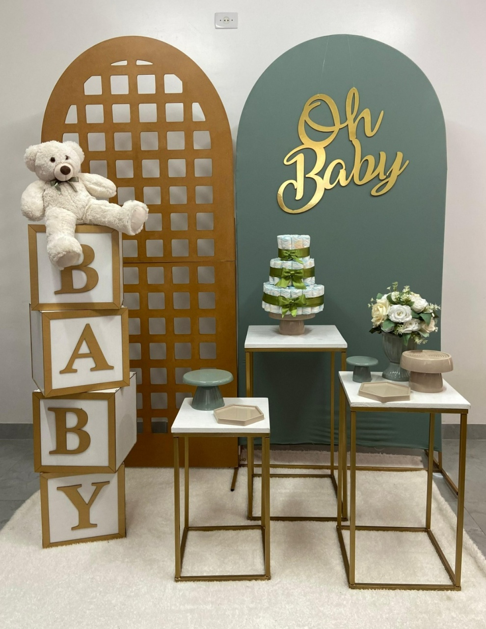 Oh Baby Com Treliça Verde Oliva - A FESTA E DECORAÇÃO
