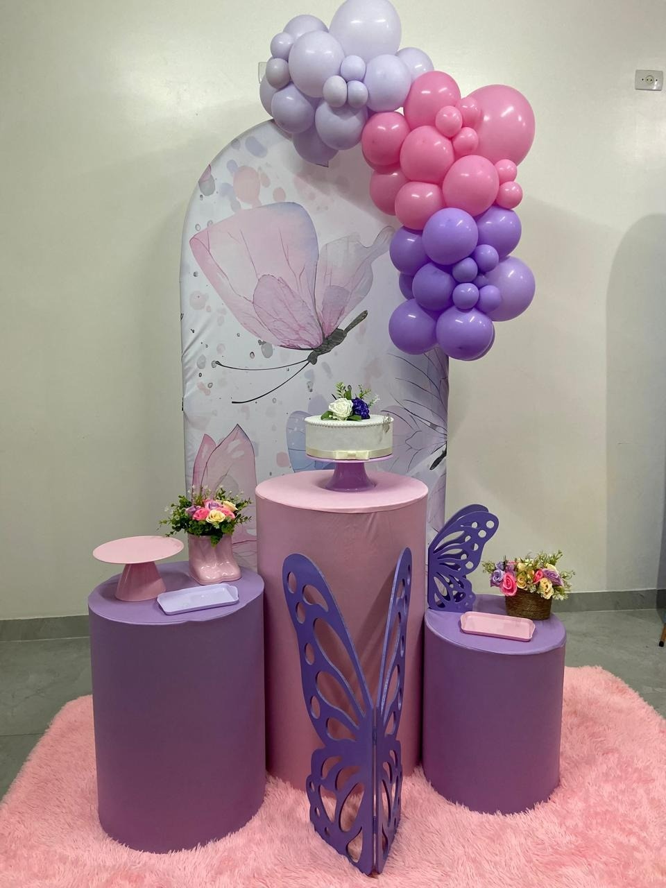 Kit Completo Romano Lilás Com Borboleta Rosa E Lilás - A FESTA E DECORAÇÃO