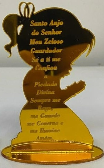 Anjo Acrílico Dourado Menina - A FESTA E DECORAÇÃO