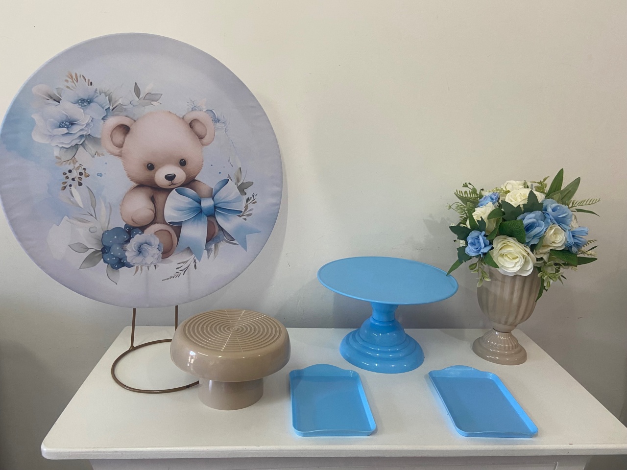 Urso Laço Azul Kit Festa Na Mesa P - A FESTA E DECORAÇÃO