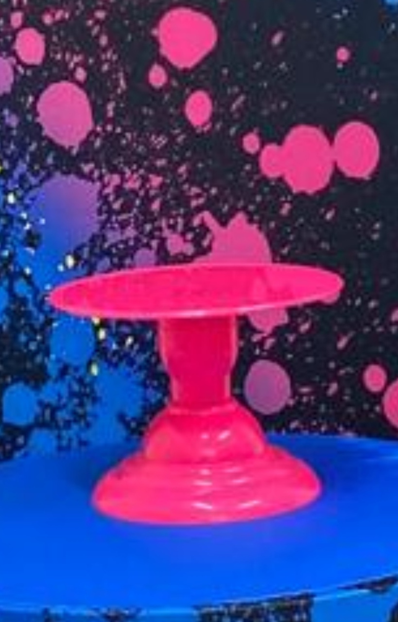 Bandeja Alta Pescoço Rosa Neon 22Cm  - A FESTA E DECORAÇÃO
