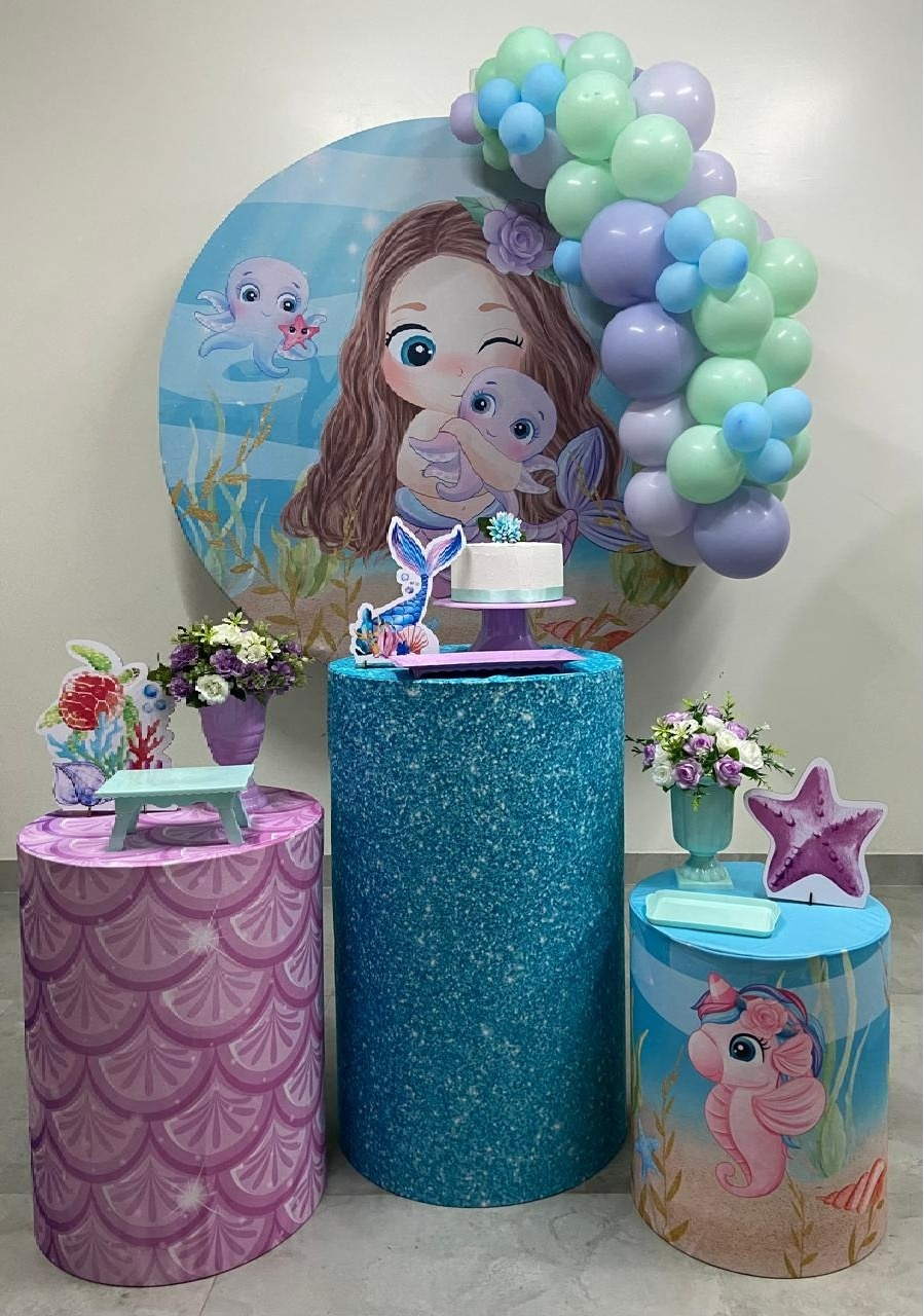 Kit Completo Com Balões Pequena Sereia Cute - A FESTA E DECORAÇÃO