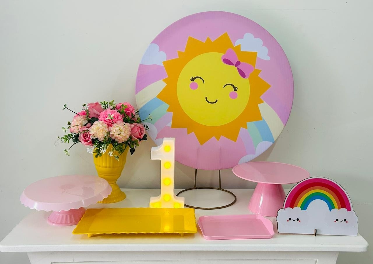 Kit Festa Na Mesa P Solzinho Rosa  - A FESTA E DECORAÇÃO