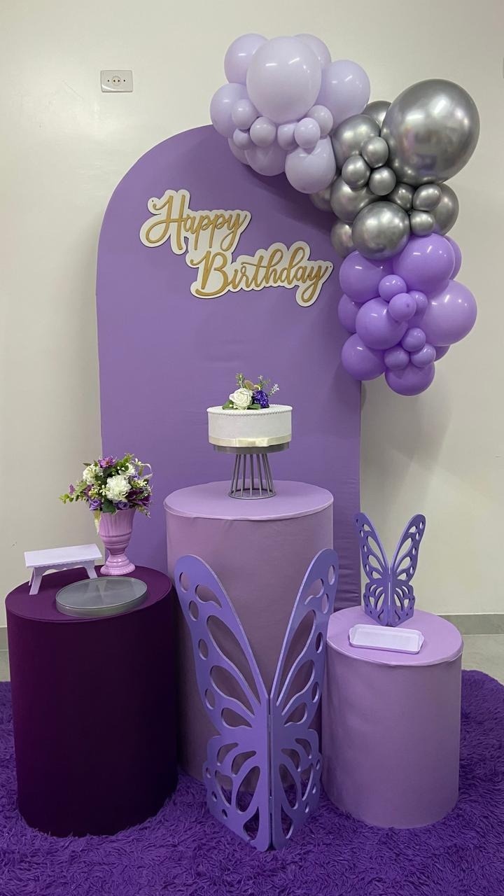 Kit Luxo Romano Lilás Com Borboleta  - A FESTA E DECORAÇÃO