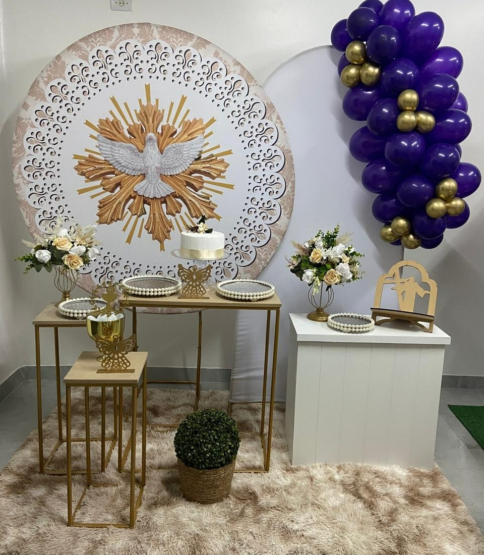  Espírito Santo Bege E Branco Perola Kit Super  Luxo - A FESTA E DECORAÇÃO