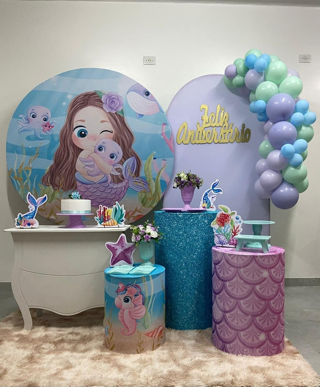   Pequena Sereia Cute Kit  Super Luxo  - A FESTA E DECORAÇÃO