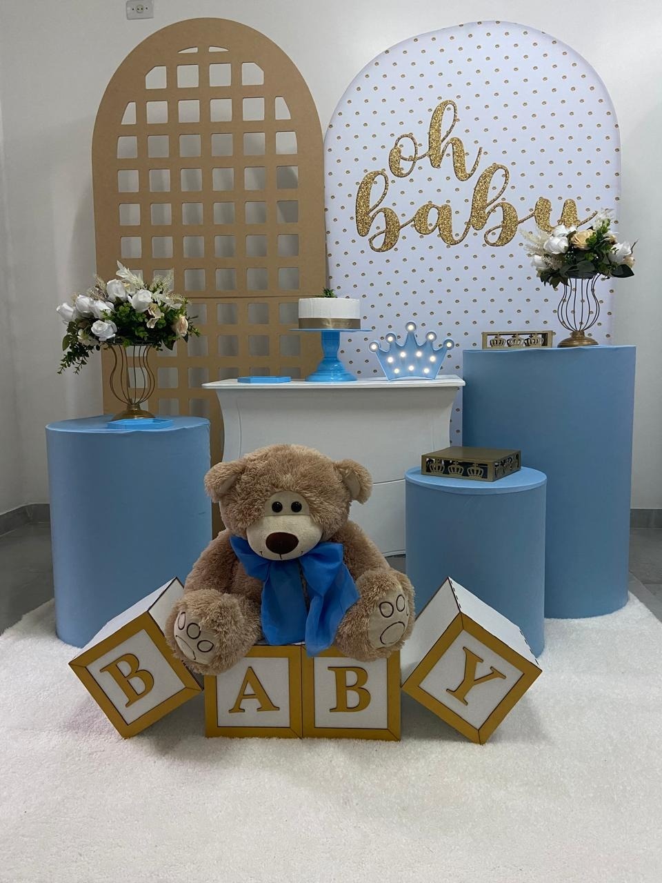 Kit Chá Menino Azul Oh Baby Treliça Super Luxo  - A FESTA E DECORAÇÃO