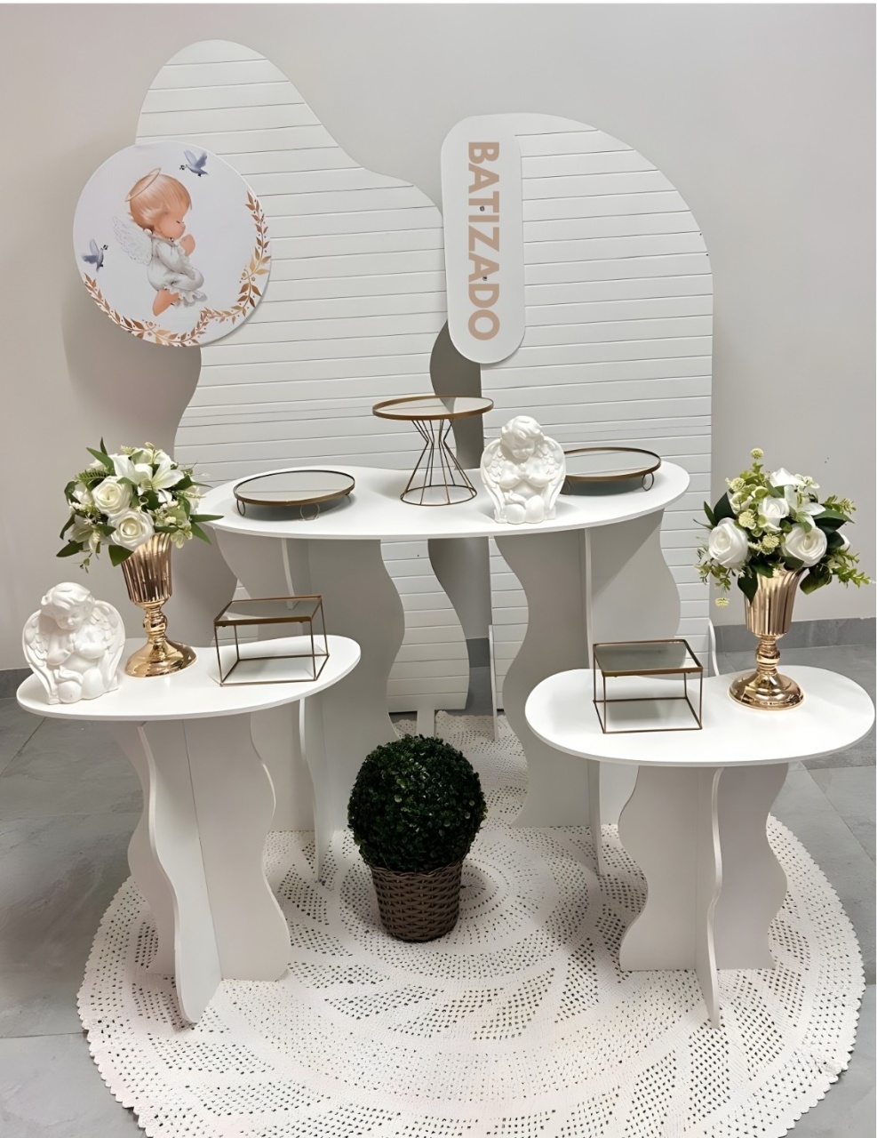 Kit Orgânico Branco Personalizado Batizado - A FESTA E DECORAÇÃO