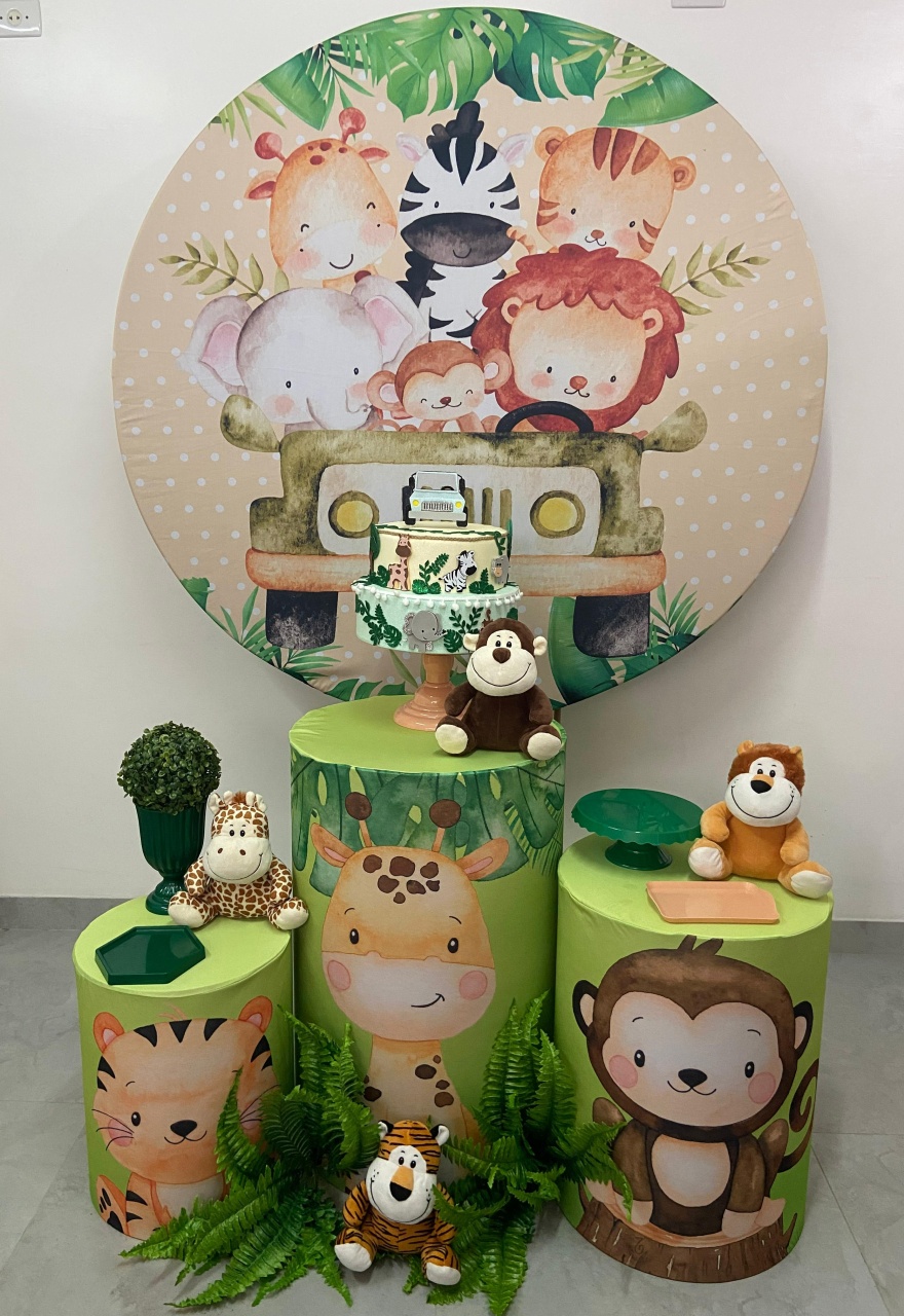 Kit Básico Safari Aquarela Especial Com Pelúcias - A FESTA E DECORAÇÃO