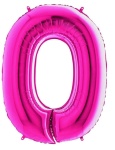 Balão Numero 0 Pink Metalizado 40Cm  - imagem 2