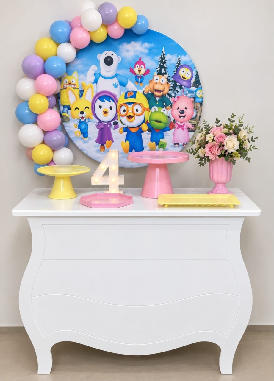 Pororo O Pequeno Pinguim Feminino Festa Na Mesa G - A FESTA E DECORAÇÃO