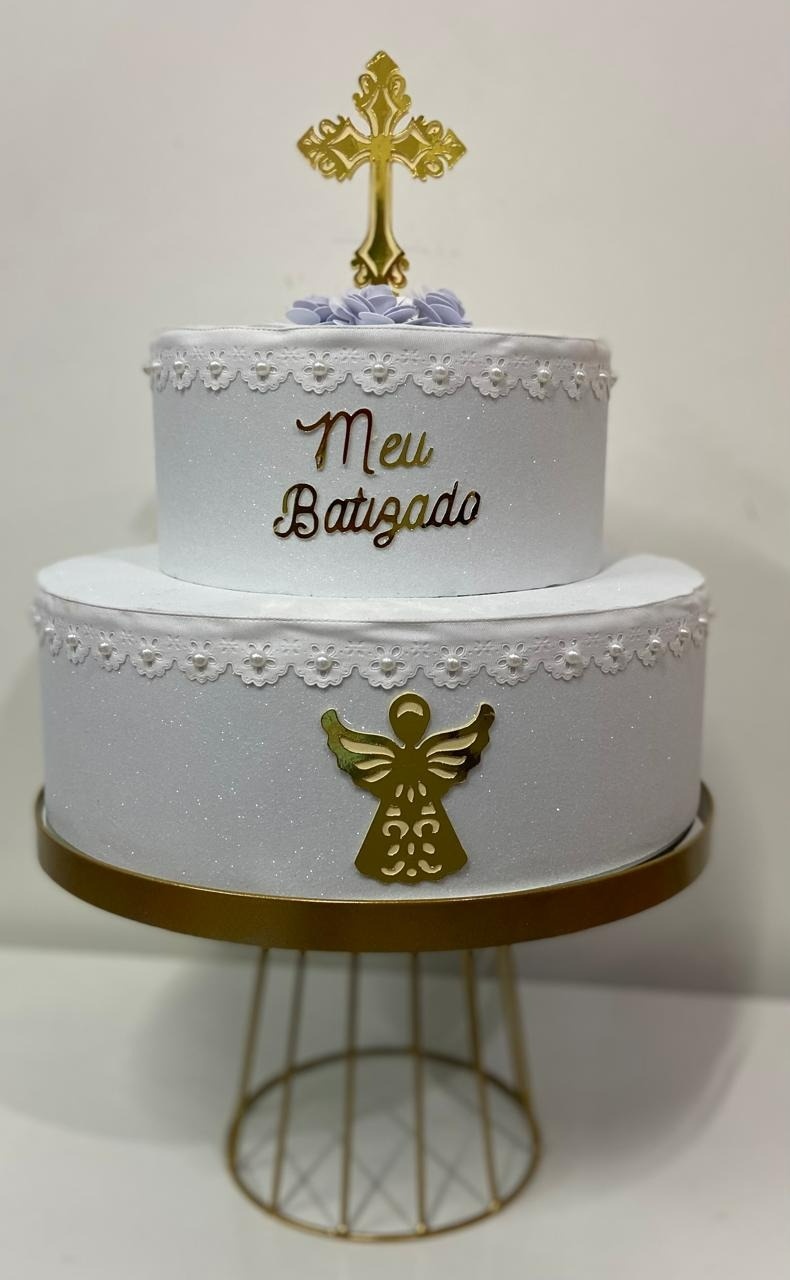Bolo Fake Batizado  - A FESTA E DECORAÇÃO